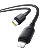 کابل شارژ سریع USB-C به Lightning PD بیسوس مدل Silky طول 1m - مشکی