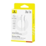 کابل شارژ سریع USB-C به Lightning بیسوس مدل Silky 20W طول 1m - سفید