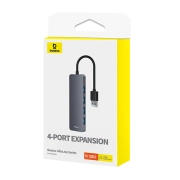 هاب چهار پورت بیسوس مدل UltraJoy Series Lite - خاکستری