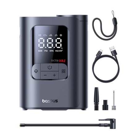 پمپ باد لاستیک ماشین قابل حمل بیسوس مدل GoTrip VA1 Max Super Mini - مشکی