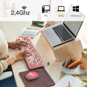 ماوس و کیبورد بی سیم مافی مدل 666 - صورتی