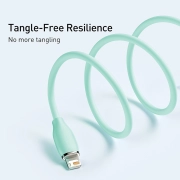 کابل شارژ سریع USB-A به لایتنینگ بیسوس مدل Jelly Liquid Silica Gel طول 1.2m - سبز