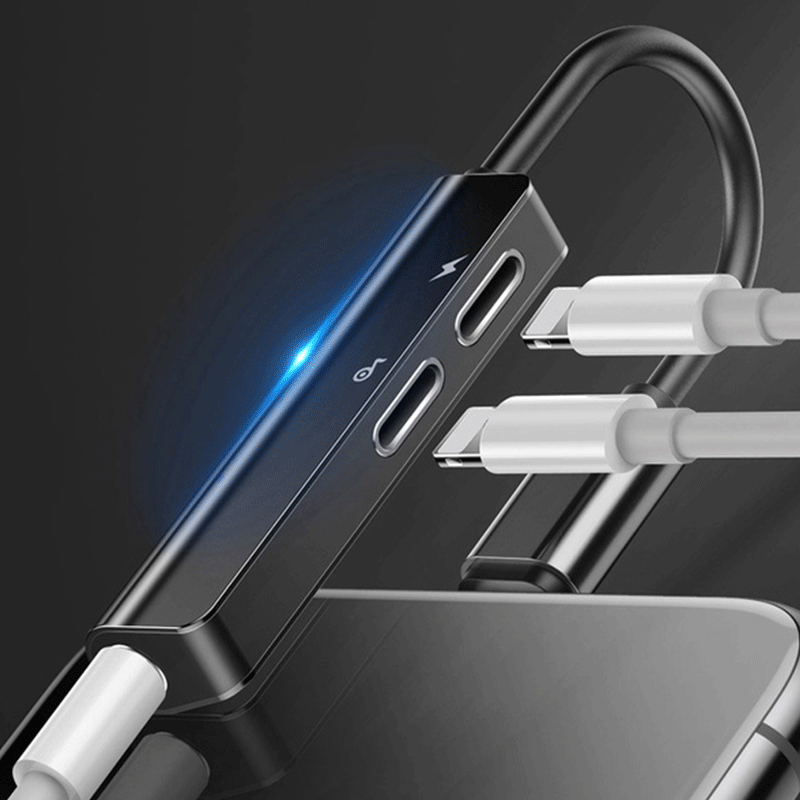 مبدل 1 به 3 لایتنینگ به جک 3.5mm و 2 لایتنینگ بیسوس مدل L52 - مشکی 5