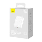 پاوربانک مگنتی بیسوس مدل Airpow ظرفیت 20000mAh همراه با کابل - سفید
