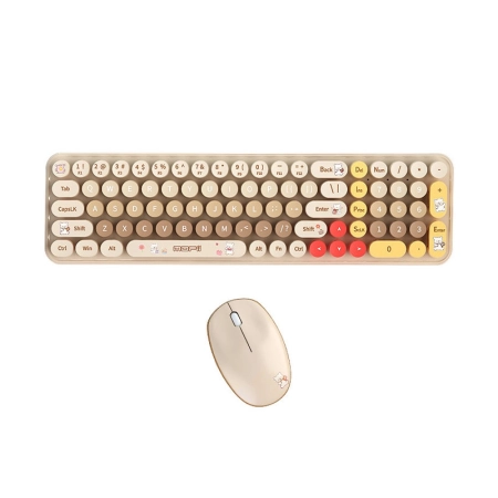 ماوس و کیبورد بی سیم مافی مدل Baby Bear - طیف قهوه ای