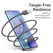 کابل شارژ USB-A به USB-C بیسوس مدل Jelly-Serie 100W طول 1.2m - خاکستری تیره 5