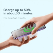 پاوربانک مگنتی بیسوس مدل Airpow ظرفیت 20000mAh همراه با کابل - سفید