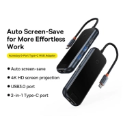 هاب 6 پورت USB-C بیسوس مدل AcmeJoy - خاکستری تیره 3