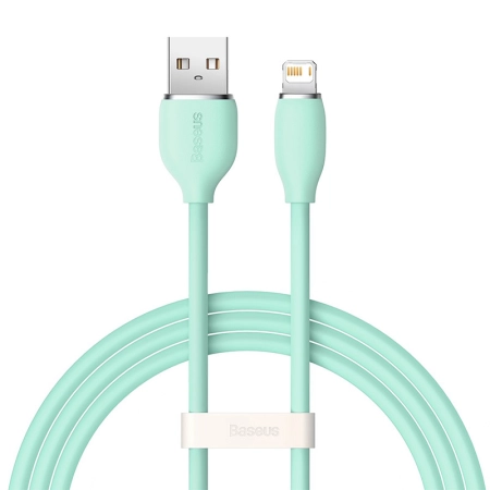 کابل شارژ سریع USB-A به لایتنینگ بیسوس مدل Jelly Liquid Silica Gel طول 1.2m - سبز