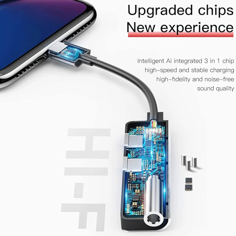 مبدل 1 به 3 لایتنینگ به جک 3.5mm و 2 لایتنینگ بیسوس مدل L52 - نقره‌ای