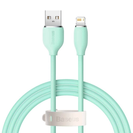 کابل شارژ سریع USB-A به لایتنینگ بیسوس مدل Jelly Liquid Silica Gel طول 2m - سبز