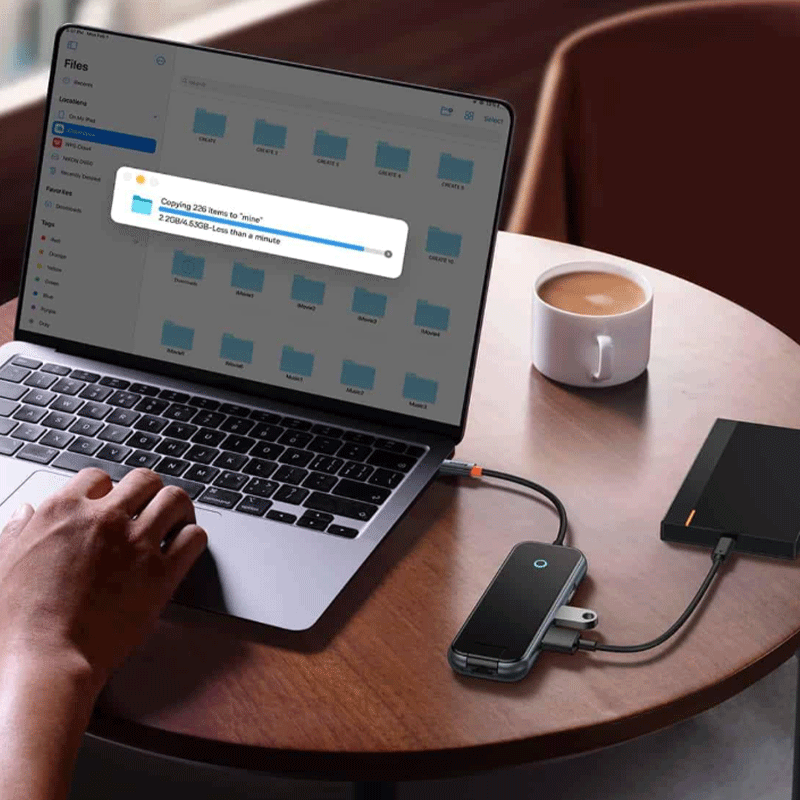هاب 5 پورت USB-C بیسوس مدل AcmeJoy - خاکستری تیره 5
