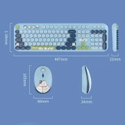 ماوس و کیبورد بی سیم موفی مدل Silly Cat - آبی