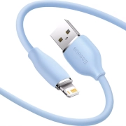 کابل شارژ سریع USB-A به لایتنینگ بیسوس مدل Jelly Liquid Silica Gel طول 2m - آبی