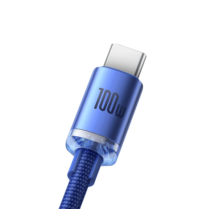 کابل شارژ USB-A به USB-C بیسوس مدل Crystal Shine 100W طول 1.2m - آبی