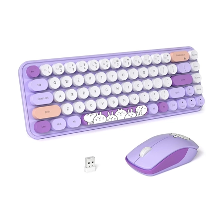 ماوس و کیبورد بی سیم مافی مدل I Bean Pro - بنفش