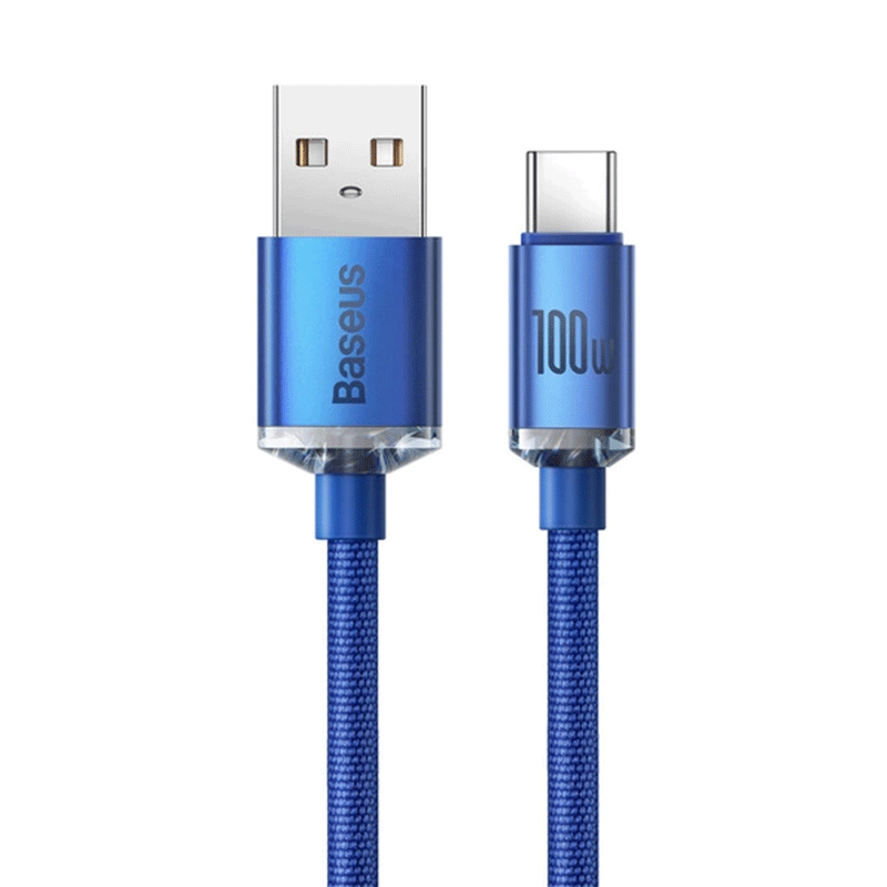 کابل شارژ USB-A به USB-C بیسوس مدل Crystal Shine 100W طول 1.2m - آبی 2