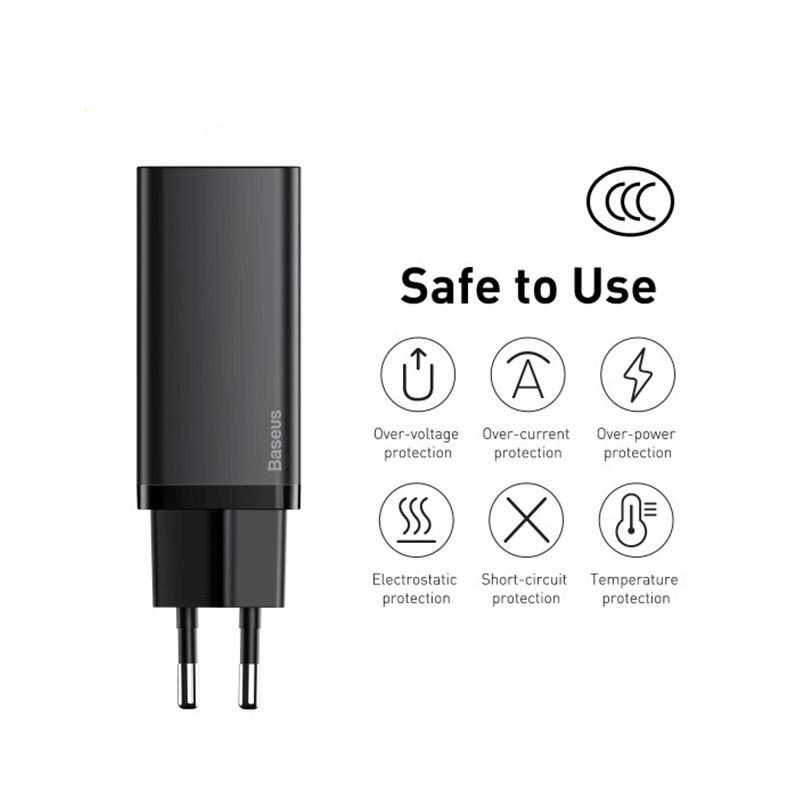 شارژر دیواری بیسوس مدل GaN2 Lite 65W - مشکی 6