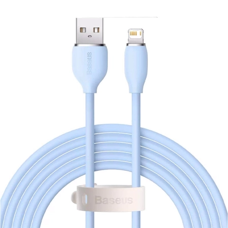 کابل شارژ سریع USB-A به لایتنینگ بیسوس مدل Jelly Liquid Silica Gel طول 2m - آبی