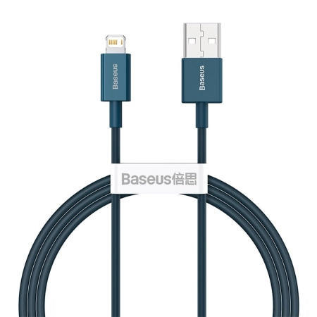 کابل شارژ سریع USB-A به لایتنینگ بیسوس مدل Superior Series طول 2m - آبی