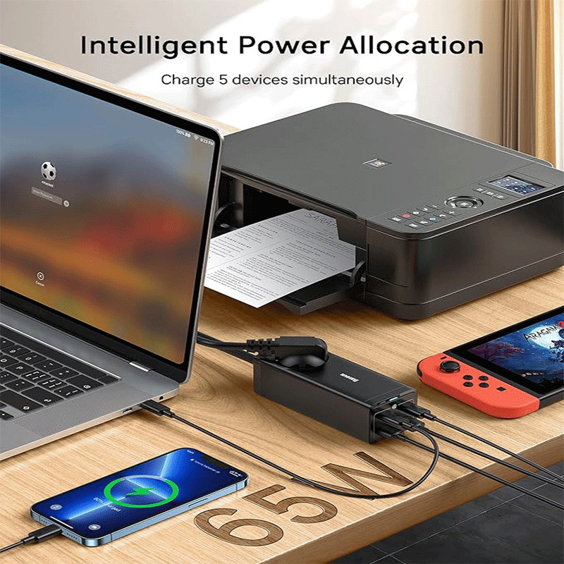 شارژر رومیزی 5 پورت بیسوس مدل GaN3 PowerCombo 65W - مشکی 3