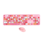 ماوس و کیبورد بی سیم مافی مدل Sweet Colorful - صورتی