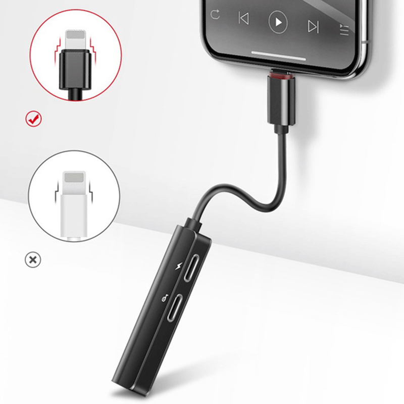 مبدل 1 به 3 لایتنینگ به جک 3.5mm و 2 لایتنینگ بیسوس مدل L52 - مشکی