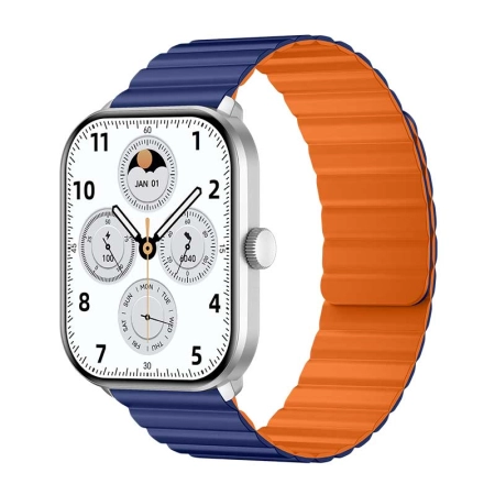 ساعت هوشمند شیائومی مدل Glorimi GC Plus - نقره‌ای - بند سورمه‌ای نارنجی