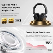 هدفون بلوتوثی بیسوس مدل Bowie 30 Max Noise Cancelling - مشکی