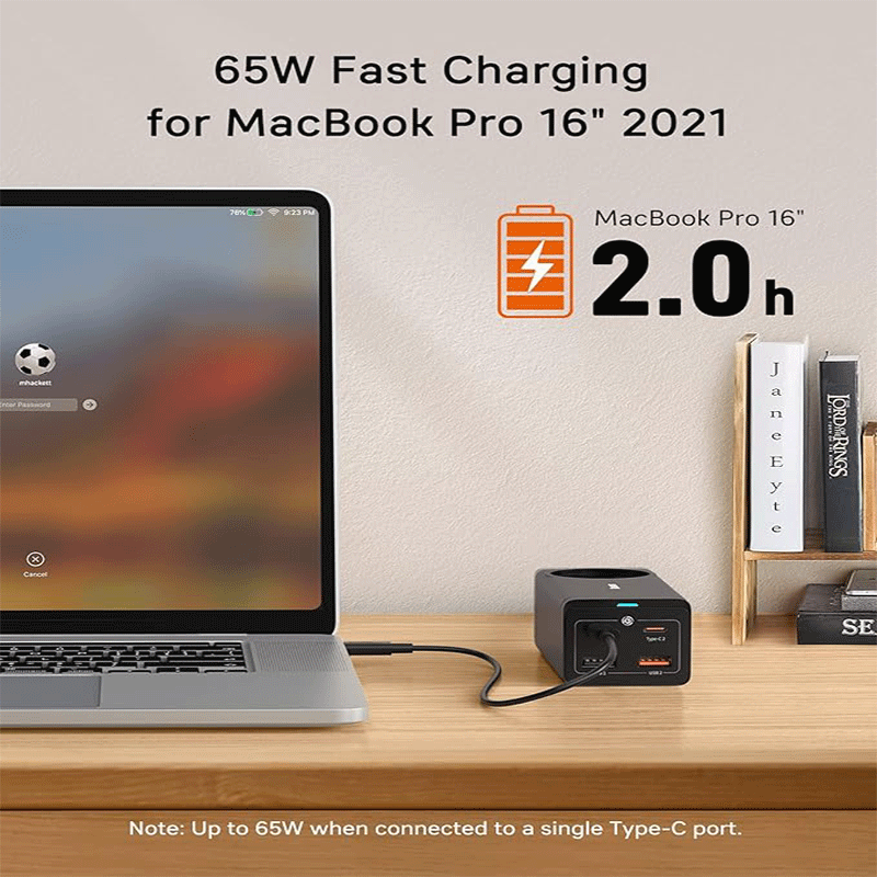 شارژر رومیزی 5 پورت بیسوس مدل GaN3 PowerCombo 65W - مشکی 1