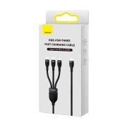 کابل شارژ سریع 3 در 1 (Lightning ،USB-C و Micro USB) بیسوس مدل Flash Series Ⅱ 100W طول 1.5m- مشکی