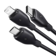 کابل شارژ سریع 3 در 1 (USB-A به Lightning ،USB-C و Micro USB) بیسوس طول 80cm - مشکی