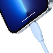 کابل شارژ سریع USB-A به لایتنینگ بیسوس مدل Jelly Liquid Silica Gel طول 2m - آبی