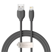 کابل شارژ سریع USB-A به لایتنینگ بیسوس مدل Jelly Liquid Silica Gel طول 1.2m - مشکی