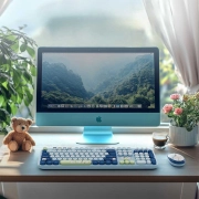 ماوس و کیبورد بی سیم موفی مدل Silly Cat - آبی