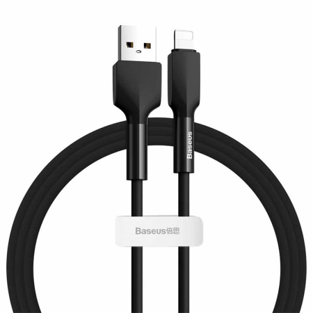 کابل شارژ سریع USB-A به لایتنینگ بیسوس مدل Silica Gel طول 1m - مشکی