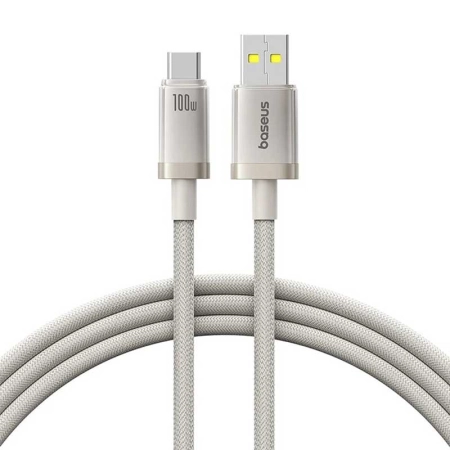 کابل شارژ سریع USB-A به USB-C بیسوس مدل Titanium 100W طول 1m - نقره ای