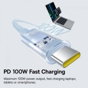 کابل شارژ سریع USB-C به USB-C بیسوس مدل Gem 100W طول 1m - آبی