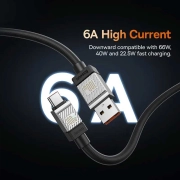 کابل شارژ سریع USB-A به USB-C بیسوس مدل Silky 100W طول 1m – مشکی