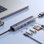 هاب 7 پورت USB-C بیسوس مدل UltraJoy Series - خاکستری تیره