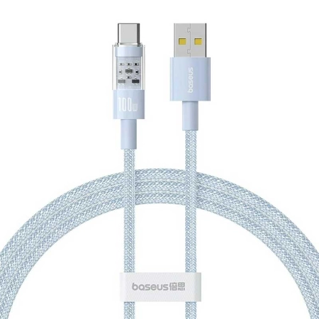 کابل شارژ سریع USB-A به USB-C بیسوس مدل Gem 100W طول 1m – آبی