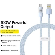 کابل شارژ سریع USB-A به USB-C بیسوس مدل Gem 100W طول 1m – آبی