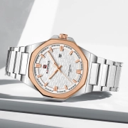 ساعت مچی عقربه ای مردانه نیوی فورس مدل NF9245 - رنگ نقره ای ، رزگلد