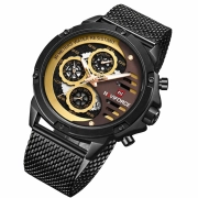 ساعت مچی عقربه ای مردانه نیوی فورس مدل NF9110 - رنگ قهوه ای با بند حصیری