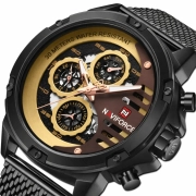 ساعت مچی عقربه ای مردانه نیوی فورس مدل NF9110 - رنگ قهوه ای با بند حصیری