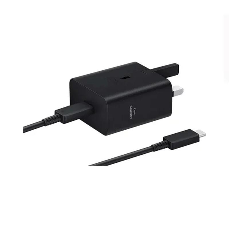 شارژر دیواری اورجینال سامسونگ مدل Samsung EP-T4511 45W سه پین به همراه کابل USB-C به USB-C - مشکی