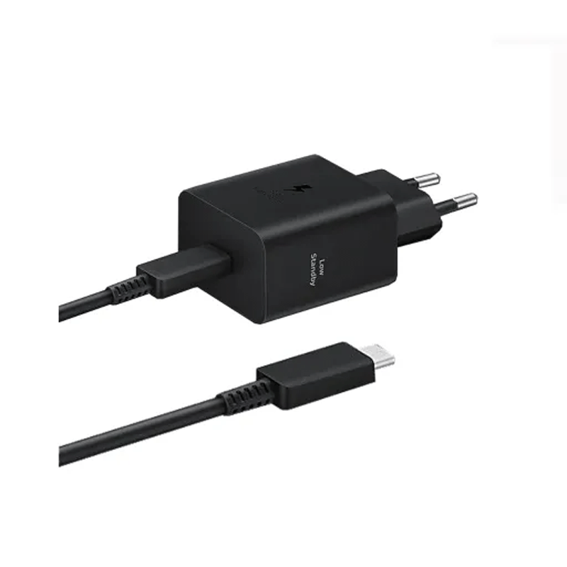 شارژر دیواری اورجینال سامسونگ مدل Samsung EP-T4511 45W دو پین به همراه کابل USB-C به USB-C - مشکی