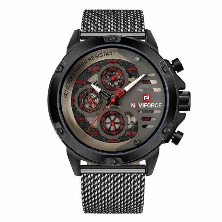 ساعت مچی عقربه ای مردانه نیوی فورس مدل NF9110 - رنگ مشکی با بند حصیری