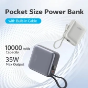 پاوربانک 10000 میلی آمپر کیو سی وای 35 وات مدل QCY PB10C با گارانتی 18 ماهه شرکتی - نقره ای