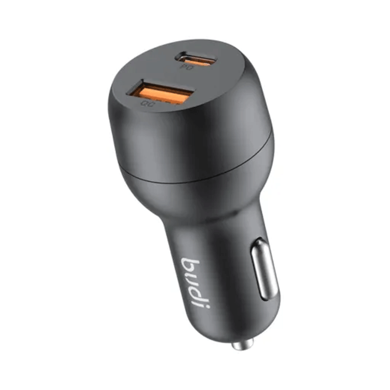 شارژر فندکی 38 وات بودی مدل Budi CC108TB با خروجی USB و USB-C - مشکی